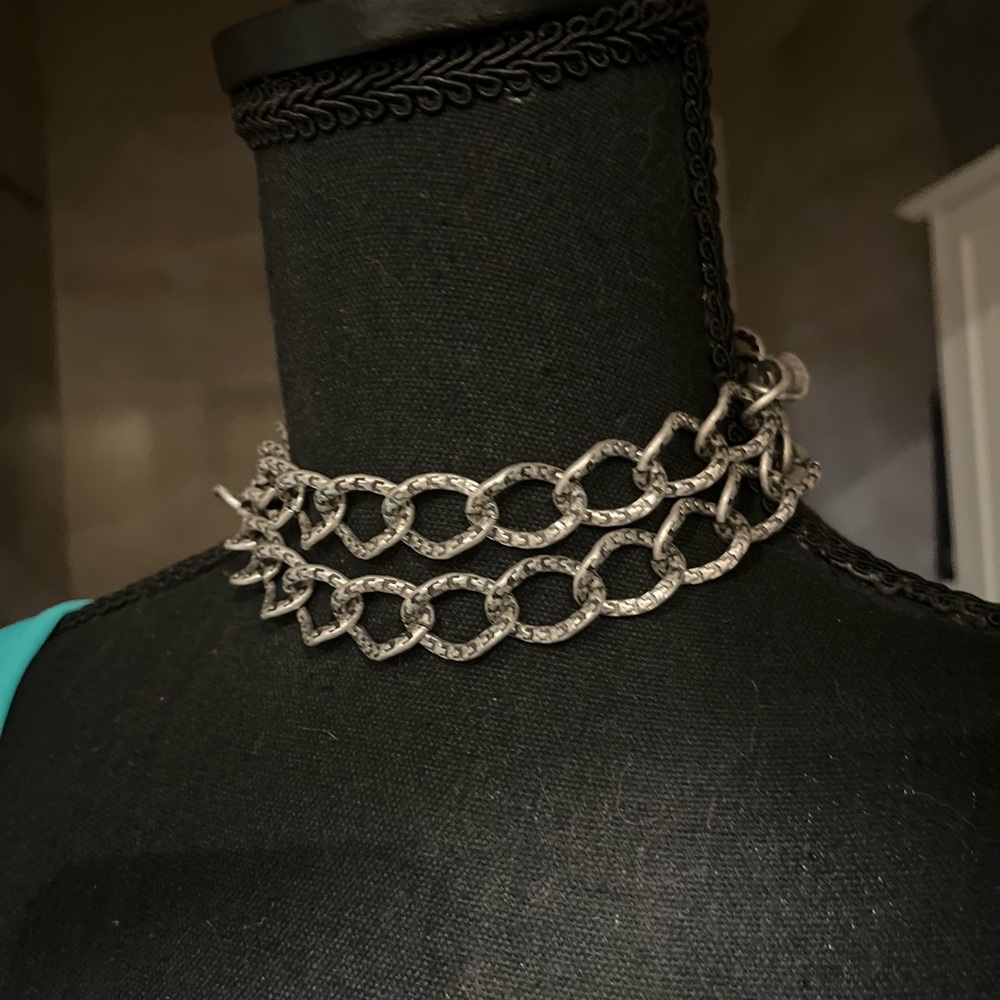 💜 3 for $20💜 N173 LAST CALL Textured Reversible Silver/Grey Linked Metal Chain